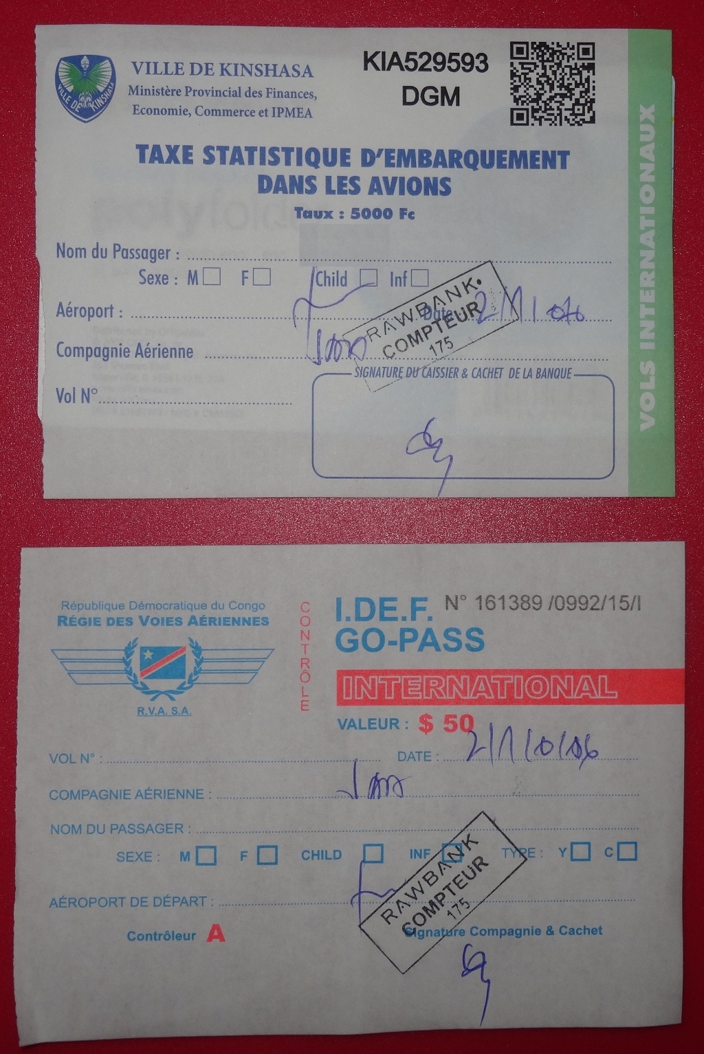 photo Kinshasa Tax Receipts - Cropped